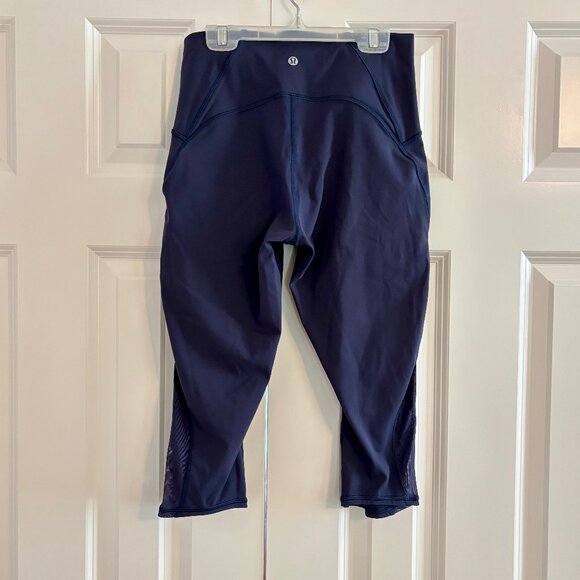 Lululemon Train Times Crop Navy Blue Leggings Women 8 - Picture 4 of 13
